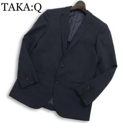 TAKA:Q タカキュー 春夏 背抜き★ スリムフィット チェック テーラード ジャケット Sz.A6 メンズ 紺 ネイビー
