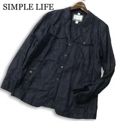 SIMPLE LIFE シンプルライフ レナウン 春夏★ 麻 リネン混 カジュアル ワーク ジャケット Sz.S メンズ 紺 ネイビーのサムネイル