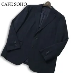 【美品】CAFE SOHO カフェソーホー 春夏★ 背抜き チェック テーラード ジャケット 大きいサイズ Sz.104 BB7 メンズ 紺