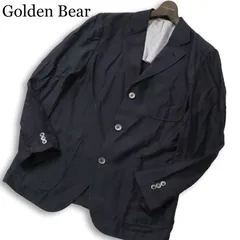 Golden Bear ゴールデンベア 春夏 背抜き★ ストライプ アンコン  テーラード ジャケット Sz.M メンズ 紺 ネイビーのサムネイル