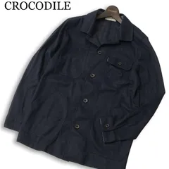 CROCODILE クロコダイル 春夏★ 麻 リネン混 カバーオール ジャケット Sz.M メンズ 紺 ネイビーのサムネイル