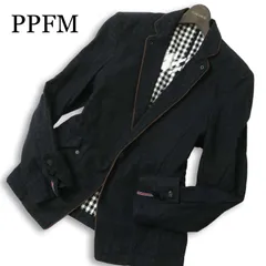 PPFM ペイトンプレイス 春夏★ ガーゼ 背抜き ギンガムチェック ショート テーラード ジャケット ブレザー Sz.M メンズ 黒のサムネイル