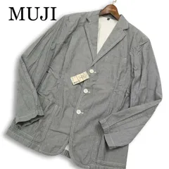 【新品 未使用】 MUJI 無印良品 春夏★ オックスフォード アンコン テーラード ジャケット 大きいサイズ Sz.XL メンズ 紺のサムネイル