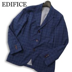 極美品】エディフィスEDIFICE・ジャケット・ストレッチ・紺・千鳥格子