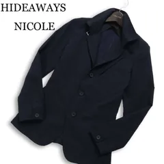 HIDEAWAYS NICOLE ハイダウェイ ニコル 春夏★ 背抜き シアサッカー チェック スリム ジャケット Sz.46 メンズ ネイビーのサムネイル
