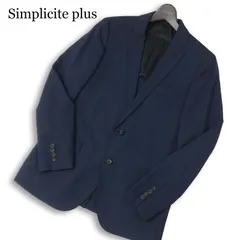 Simplicite plus シンプリシテェ プリュス 春夏★ 背抜き チェック テーラード ジャケット Sz.48 メンズ 紺 ネイビーのサムネイル