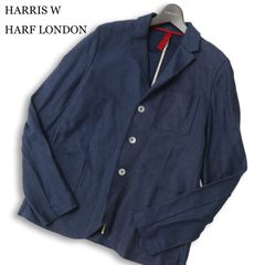 英国製★ HARRIS WHARF LONDON ハリスワーフロンドン 春夏 リネン★ アンコン テーラード ジャケット Sz.48 メンズ ネイビー 英国製☆ HARRIS WHARF LONDON ハリスワーフロンドン 春夏 リネン