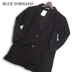【新品 未使用】 BLUE TORNADO トルネードマート 春夏★ 七分袖 ショールカラー ストレッチ ジャケット Sz.L メンズ 黒のサムネイル