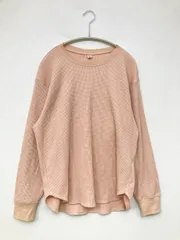UNIQLO ユニクロ Tシャツ/カットソー L ピンク 無地 ミドル丈 長袖 クルーネック(丸首) レディース