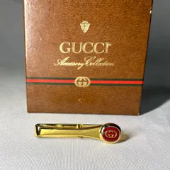 美品 GUCCI グッチ インターロッキングG GGロゴ レッド＆ゴールド ヴィンテージネクタイピン タイピン タイバー メンズアクセサリーのサムネイル