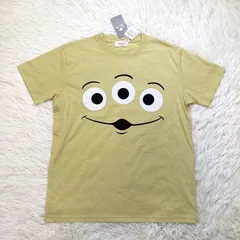 タグ付き未使用 PIXAR 半袖 Tシャツ リトルグリーンメン エイリアン レディース サイズL ディズニー ピクサー トイストーリー ライトグリーン 黄緑 コミカル ビッグフェイスのサムネイル