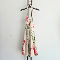極美品 グッチ ホルダーネックワンピース フローラ柄 ホワイト Mサイズ