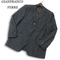 イタリア製★ GIANFRANCO FERRE ジャンフランコフェレ 春夏 背抜き テーラード ジャケット 大きいサイズ Sz.52 メンズ 灰のサムネイル