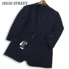 新品 24SS★ HIGH STREET ハイストリート 春夏 7分袖 シアサッカー テーラード ジャケット Sz.LL メンズ ネイビー 未使用のサムネイル