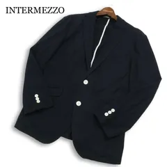 INTERMEZZO インターメッツォ レナウン 春夏 アンコン 背抜き テーラード ジャケット ブレザー Sz.L メンズ ネイビー 紺ブレのサムネイル