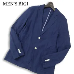 MEN'S BIGI メンズビギ 春夏 麻★ フレンチ リネン アンコン テーラード ジャケット ブレザー Sz.3 メンズ 紺 ネイビーのサムネイル