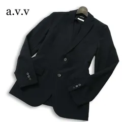 a.v.v アーヴェヴェ 春夏 SHELTECH 吸水速乾 接触冷感★  アンコン テーラード ジャケット Sz.M メンズ 紺 ネイビーのサムネイル