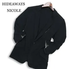 HIDEAWAYS NICOLE ハイダウェイ ニコル 春夏★ ジップポケット 7分袖 アンコン テーラード ジャケット Sz.48 メンズ 黒のサムネイル