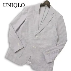 UNIQLO ユニクロ 春夏 感動ジャケット★ 2WAYストレッチ シアサッカー ストライプ テーラード ジャケット Sz.M メンズのサムネイル