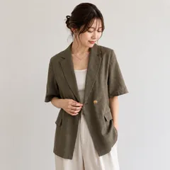 JOURNAL STANDARD L'ESSAGE リネンストレッチハーフスリーブジャケット サイズF ゴールドボタン 羽織 軽やかジャケットのサムネイル