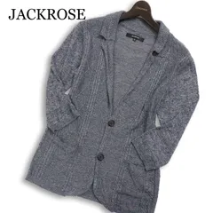 JACKROSE ジャックローズ 春夏 麻 リネン混★ 7分袖 ケーブル編み ニット ジャケット カーディガン Sz.M メンズ 紺 ネイビーのサムネイル