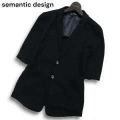 semantic design セマンティック デザイン 春夏 背抜き★ 総柄 5分袖 テーラード ジャケット Sz.M メンズ 黒のサムネイル