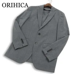 ORIHICA オリヒカ 春夏 ストレッチ★ ウォッシャブル チェック テーラード ジャケット Sz.L メンズ 灰 グレーのサムネイル