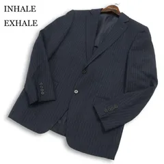 美品 INHALE EXHALE インヘイルエクスヘイル 春夏 背抜き PURO 伊製生地 ストライプ テーラード ジャケット Sz.175A メンズのサムネイル