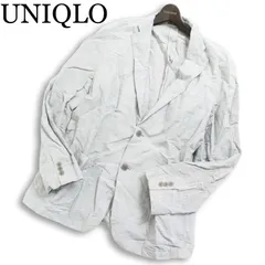 UNIQLO ユニクロ 春夏 麻 リネン★ 千鳥柄  アンコン テーラード ジャケット Sz.XL メンズ 大きいサイズ