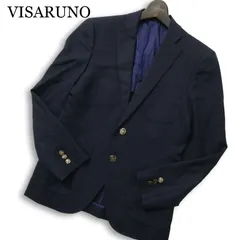 VISARUNO ビサルノ 春夏 背抜き ウール シルク混★ テーラード ジャケット ブレザー  紺ブレ Sz.S位 メンズ ネイビー 日本製のサムネイル