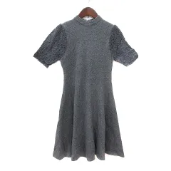 ジルバイジルスチュアート JILL by JILLSTUART ワンピース ニット ひざ丈 レース 五分袖 切替 S グレー /MNのサムネイル
