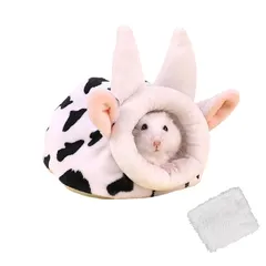 新品 冬用ハムスタークッションベッド ハムスター 冬 小動物用ふわふわベッド 可愛い乳牛造型 暖かい 防寒 柔らかい 保温 寒さ対策 ハムスター/ウサギ/モモンガ/シマリス 小動物用 ハムスター 寝床のサムネイル