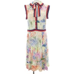 未使用級 GUCCI グッチ ノースリーブワンピース GG シェリーライン 花 