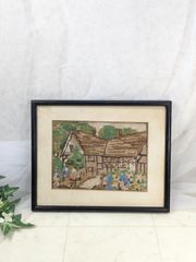 英国ヴィンテージ 手刺繍 ガーデン 額装 1930〜50s - メルカリ