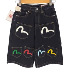 エヴィス EVISU Seagull Print and Multi-Pocket Fashion Fit Denim Shorts レディース  24 150/66Aのサムネイル