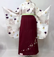 二尺袖 着物 袴フルセット bonheur saisons ボヌールセゾン 着物丈はショート丈 アイボリー 椿 袴変更可能 NO43439のサムネイル