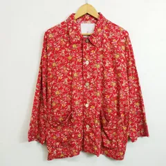 ATSUKIONISHI SLEEPING アツキオオニシ スリーピング パジャマ シャツ 長袖 花柄 薔薇 フラワー 総柄 ルームウエア レトロ 古着 VINTAGE レッド系 E816のサムネイル
