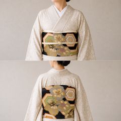 no.35片面リバティ生地使用ハンドメイド半幅帯スイム・ダンクレア 