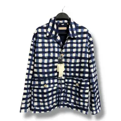 未使用 タグ付き UNIQLO × MARNI ユニクロ マルニ オーバーサイズ ユーティリティ ジャケット チェック柄 上着 羽織り ジャケット 449646 メンズ サイズL ネイビー系 春 ゴーゴー古着久喜倉庫店 45 No.K2052