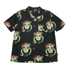 Stussy スカル ヘビ柄 アロハシャツ ブラック XL - メルカリ