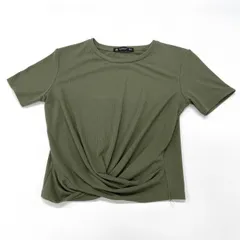 【夏コーデ】カットソー 半袖 M ドレープ ZARA 仕事 オフィス 通勤 らくちん 着回し抜群 緑 カーキ ザラ ウーマンザラ #26-0306のサムネイル