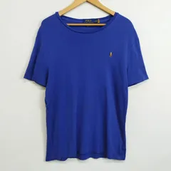 Polo Ralph Lauren ポロ ラルフローレン Tシャツ 半袖 ワンポイント カラー ポニー 刺繍 コットン 古着 ブルー系 L E782