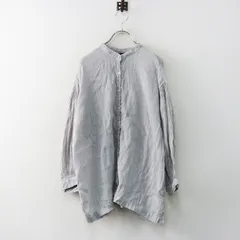 22SS メゾンドソイル maison de soil HANDWOVEN KHADI LINEN PLAIN BANDED COLLAR SHIRT WITH MINI PINTUCK 1 グレー／【2400014983470】のサムネイル