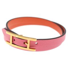 HERMES エルメス スカーフリング ベルト型 ピンク/ レッド / ローズ系 