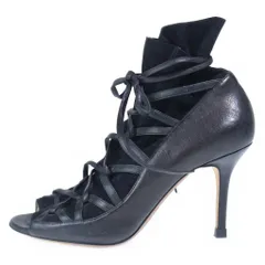 JIMMY CHOO (ジミーチュウ) スエード コンビレザー レースアップ ヒール パンプス シューズ ブラック レディースのサムネイル