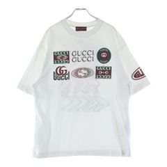 グッチ スパンコール レインボーロゴメンズTシャツ 白 XS【M〜L】新品 