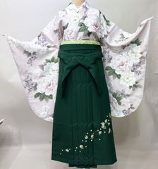 二尺袖 着物 袴フルセット ボヌールセゾン ショート丈 青緑色 袴変更