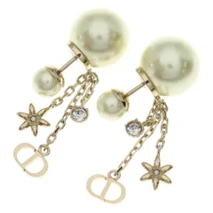 Christian Dior (クリスチャンディオール) トライバル CDロゴ パール ドロップピアス ゴールドのサムネイル