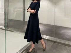 JENNE フレンチスリーブ マーメイド ドレス ワンピース ブラック 黒