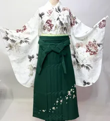 二尺袖 着物 袴フルセット bonheur saisons ボヌールセゾン 着物丈はショート丈 白地 袴変更可能 NO43450のサムネイル